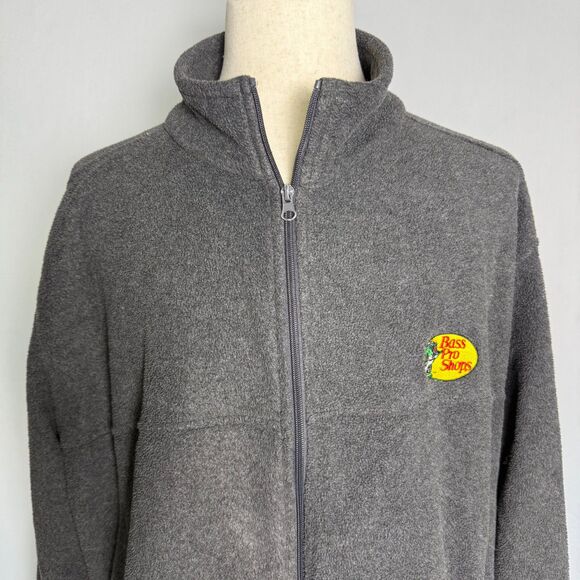 Bass Pro Shops Gray Fleece Full Zip Jacket, XXL, Pockets, Fishing, Logo 2/$50 - Picture 3 of 14